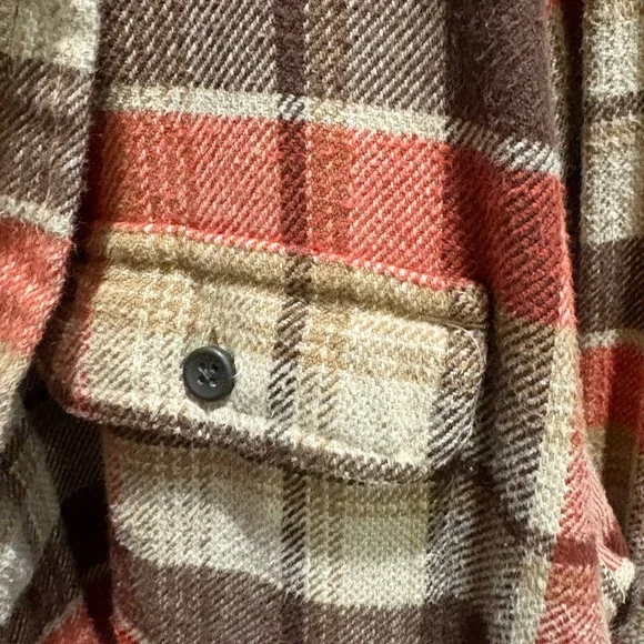 Timberland Orange, tan and Brown Plaid Shirt - Picture 2 of 4
